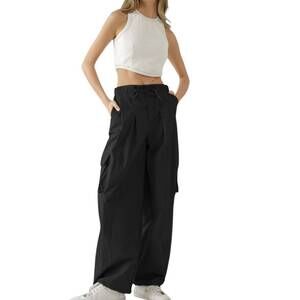 NEW AARON & AMBER nylon cargo pants in black